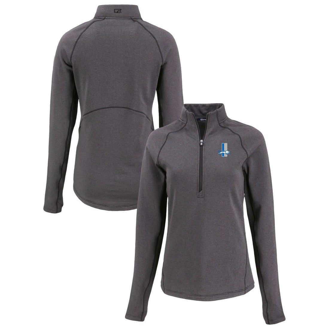 Detroit Lions Cutter & Buck Women's Peshastin Eco Fleece Recycled Tri-Blend Raglan Half-Zip Jacket - Heather Black cheap