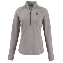 Las Vegas Raiders Cutter & Buck Women's Peshastin Eco Fleece Recycled Tri-Blend Raglan Half-Zip Jacket - Heather Gray for sale