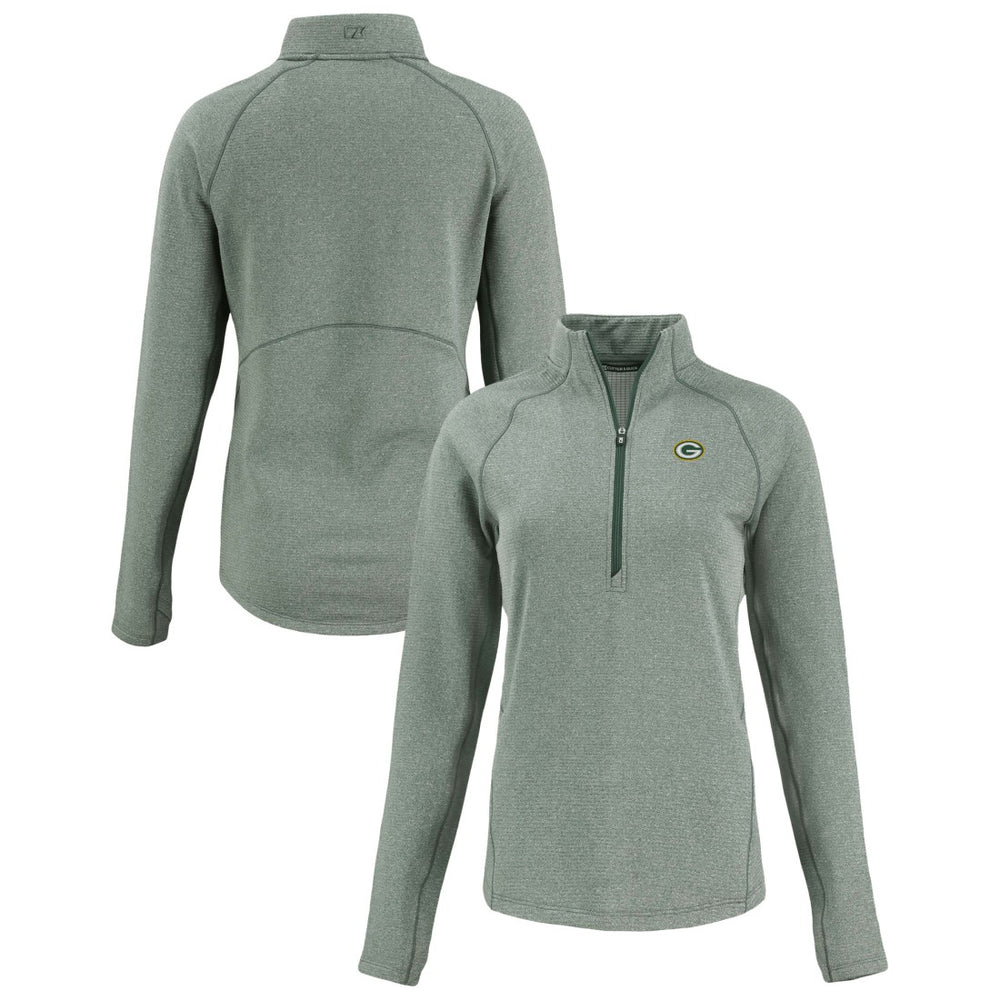 Green Bay Packers Cutter & Buck Women's Peshastin Eco Fleece Recycled Tri-Blend Raglan Half-Zip Jacket - Heather Green on sale
