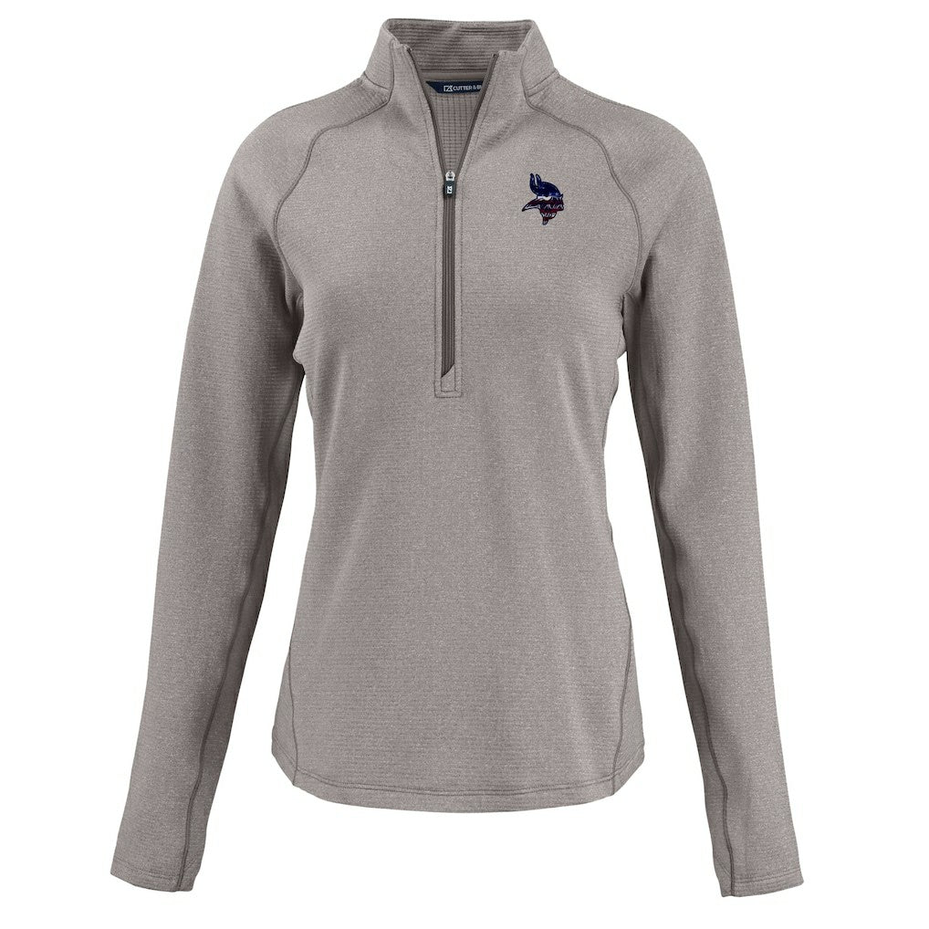 Minnesota Vikings Cutter & Buck Women's Americana Peshastin Eco Fleece Recycled Tri-Blend Raglan Half-Zip Jacket - Heather Gray for sale