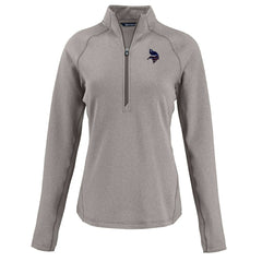 Minnesota Vikings Cutter & Buck Women's Americana Peshastin Eco Fleece Recycled Tri-Blend Raglan Half-Zip Jacket - Heather Gray for sale