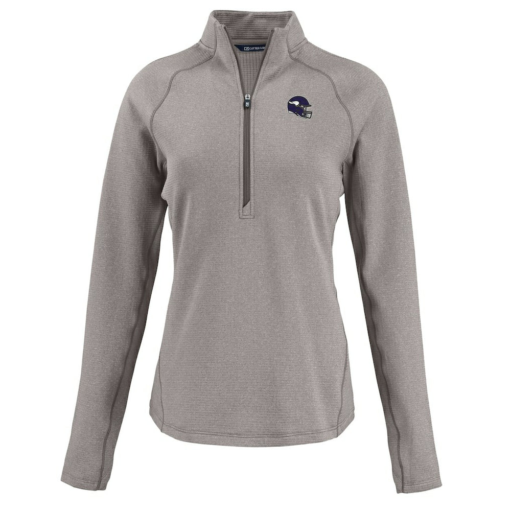 Minnesota Vikings Cutter & Buck Women's Peshastin Eco Fleece Recycled Tri-Blend Raglan Half-Zip Jacket - Heather Gray on sale