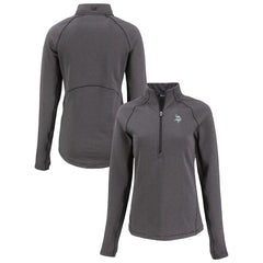 Minnesota Vikings Cutter & Buck Women's Peshastin Eco Fleece Recycled Tri-Blend Raglan Half-Zip Jacket - Heather Black online