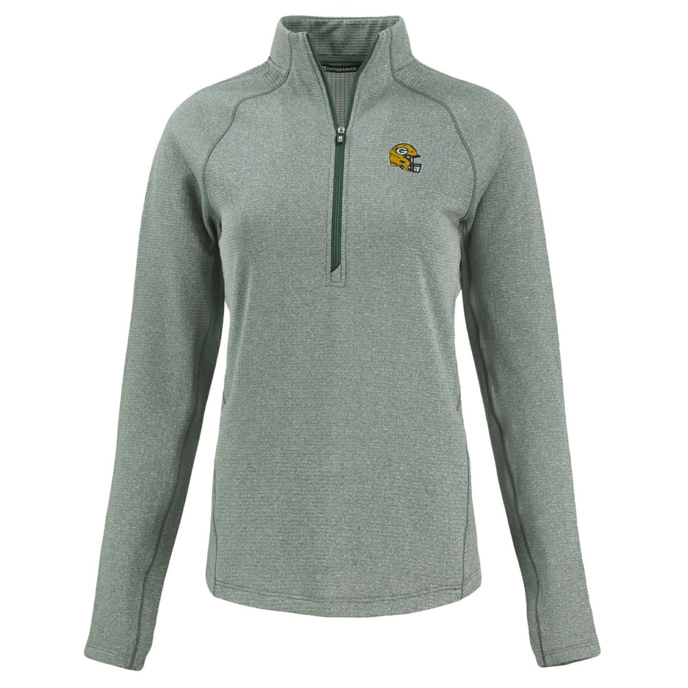 Green Bay Packers Cutter & Buck Women's Peshastin Eco Fleece Recycled Tri-Blend Raglan Half-Zip Jacket - Heather Green online