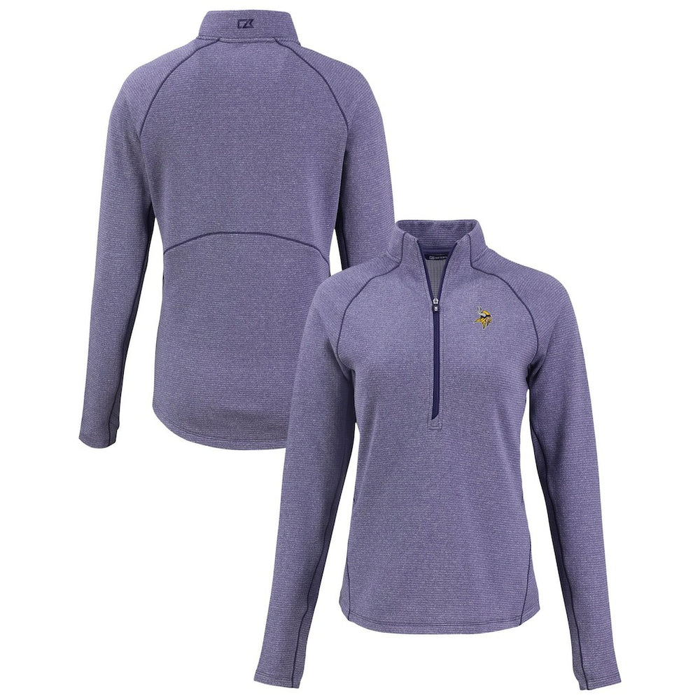 Minnesota Vikings Cutter & Buck Women's Peshastin Eco Fleece Recycled Tri-Blend Raglan Half-Zip Jacket - Heather Purple online