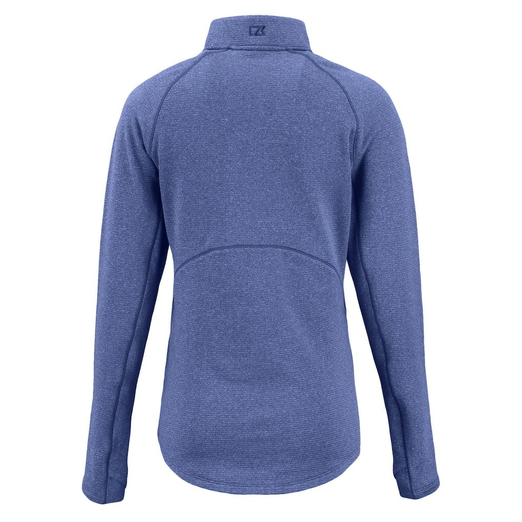 New York Giants Cutter & Buck Women's Peshastin Eco Fleece Recycled Tri-Blend Raglan Half-Zip Jacket - Heather Royal on sale