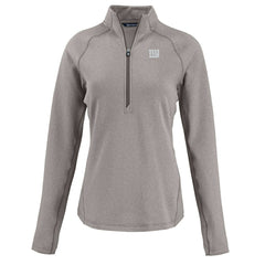 New York Giants Cutter & Buck Women's Peshastin Eco Fleece Recycled Tri-Blend Raglan Half-Zip Jacket - Heather Gray discount