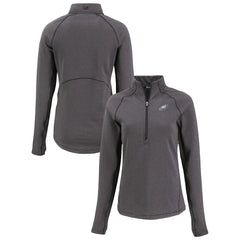 Philadelphia Eagles Cutter & Buck Women's Peshastin Eco Fleece Recycled Tri-Blend Raglan Half-Zip Jacket - Heather Black for sale