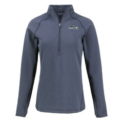 Seattle Seahawks Cutter & Buck Women's Peshastin Eco Fleece Recycled Tri-Blend Raglan Half-Zip Jacket - Heather Navy sale