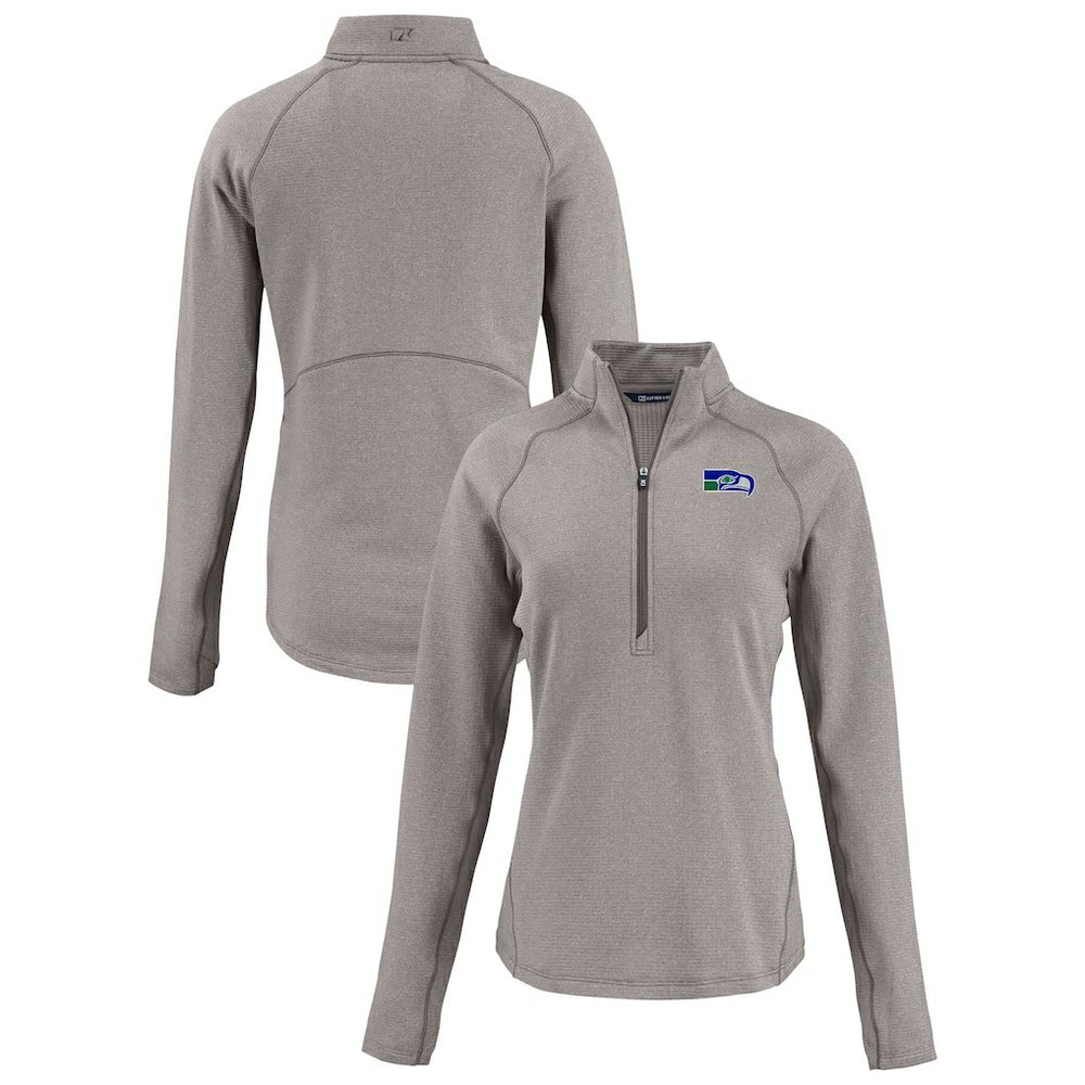 Seattle Seahawks Cutter & Buck Women's Peshastin Eco Fleece Recycled Tri-Blend Raglan Half-Zip Jacket - Heather Gray online