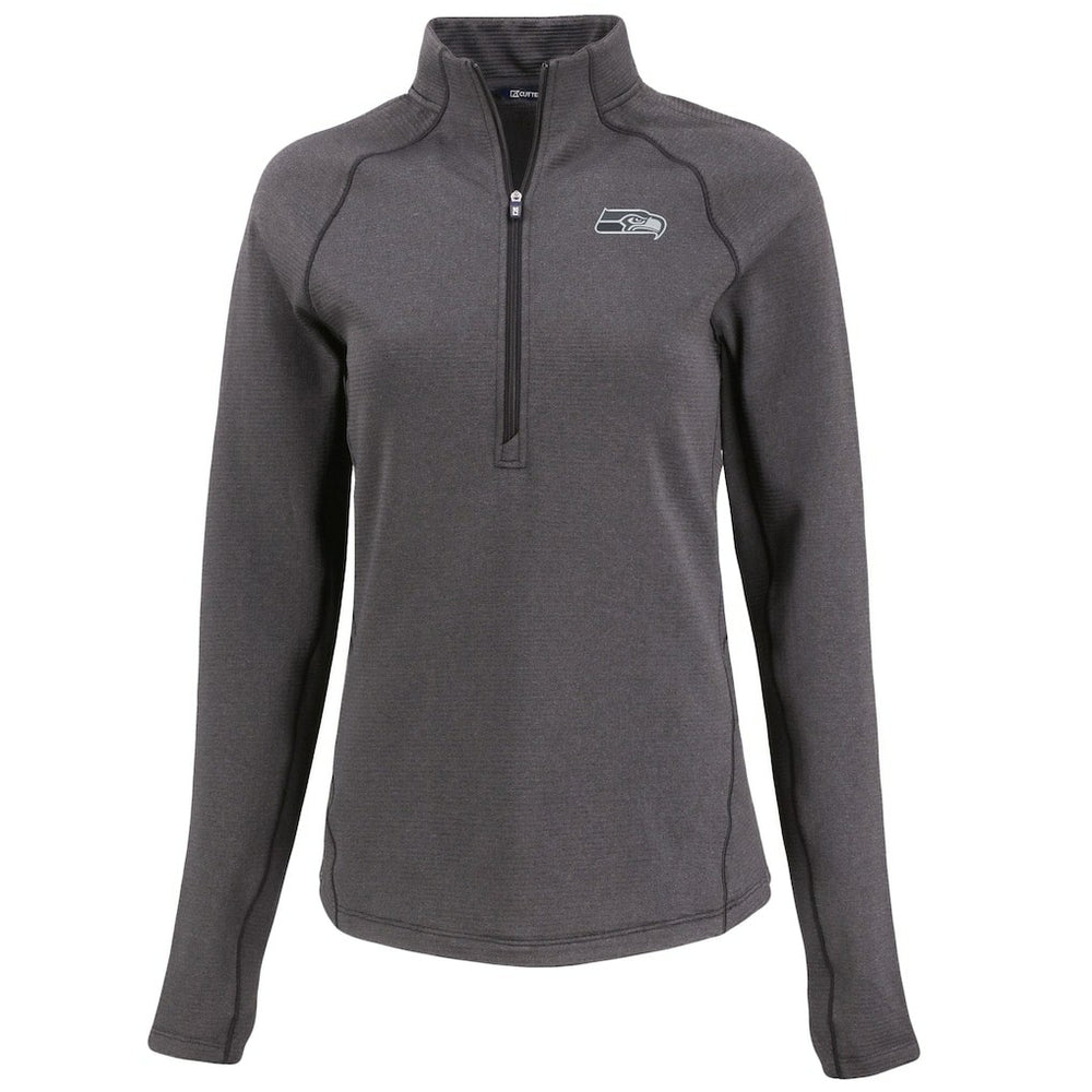 Seattle Seahawks Cutter & Buck Women's Peshastin Eco Fleece Recycled Tri-Blend Raglan Half-Zip Jacket - Heather Black discount