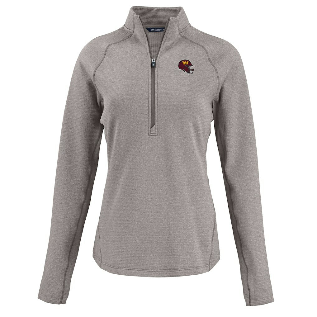 Washington Commanders Cutter & Buck Women's Peshastin Eco Fleece Recycled Tri-Blend Raglan Half-Zip Jacket - Heather Gray online