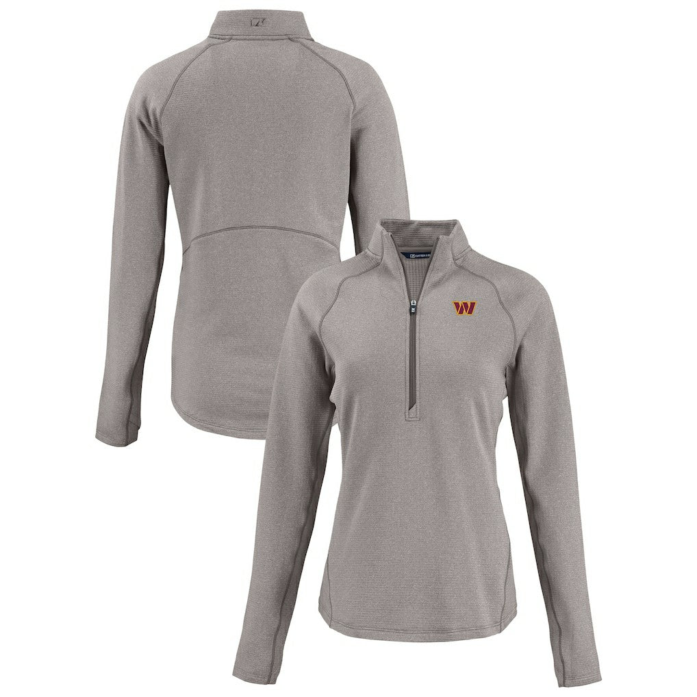 Washington Commanders Cutter & Buck Women's Peshastin Eco Fleece Recycled Tri-Blend Raglan Half-Zip Jacket - Heather Gray on sale
