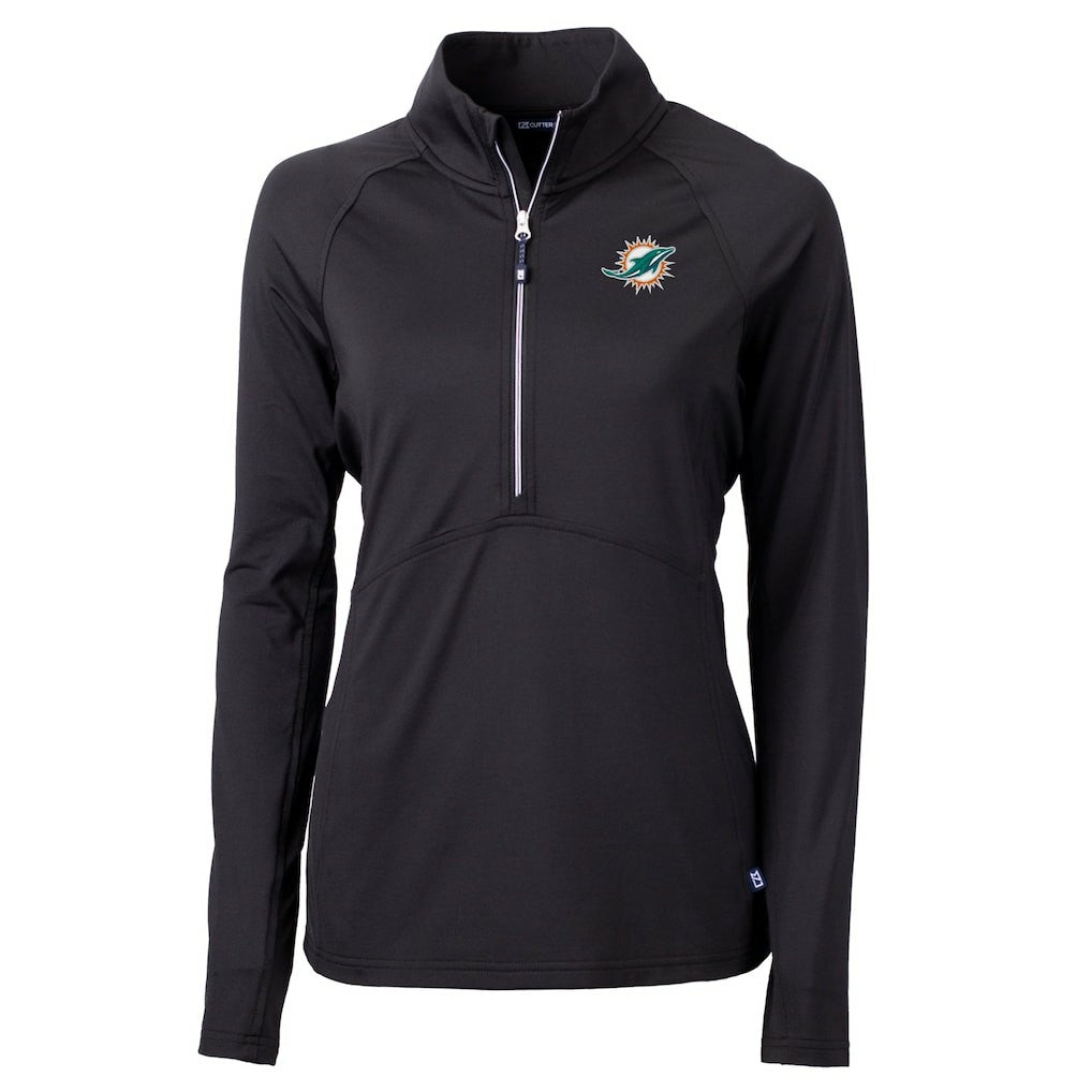 Miami Dolphins Cutter & Buck Women's DryTec Adapt Eco Knit Stretch Recycled Raglan Half-Zip Top - Black sale