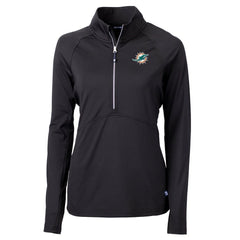 Miami Dolphins Cutter & Buck Women's DryTec Adapt Eco Knit Stretch Recycled Raglan Half-Zip Top - Black sale