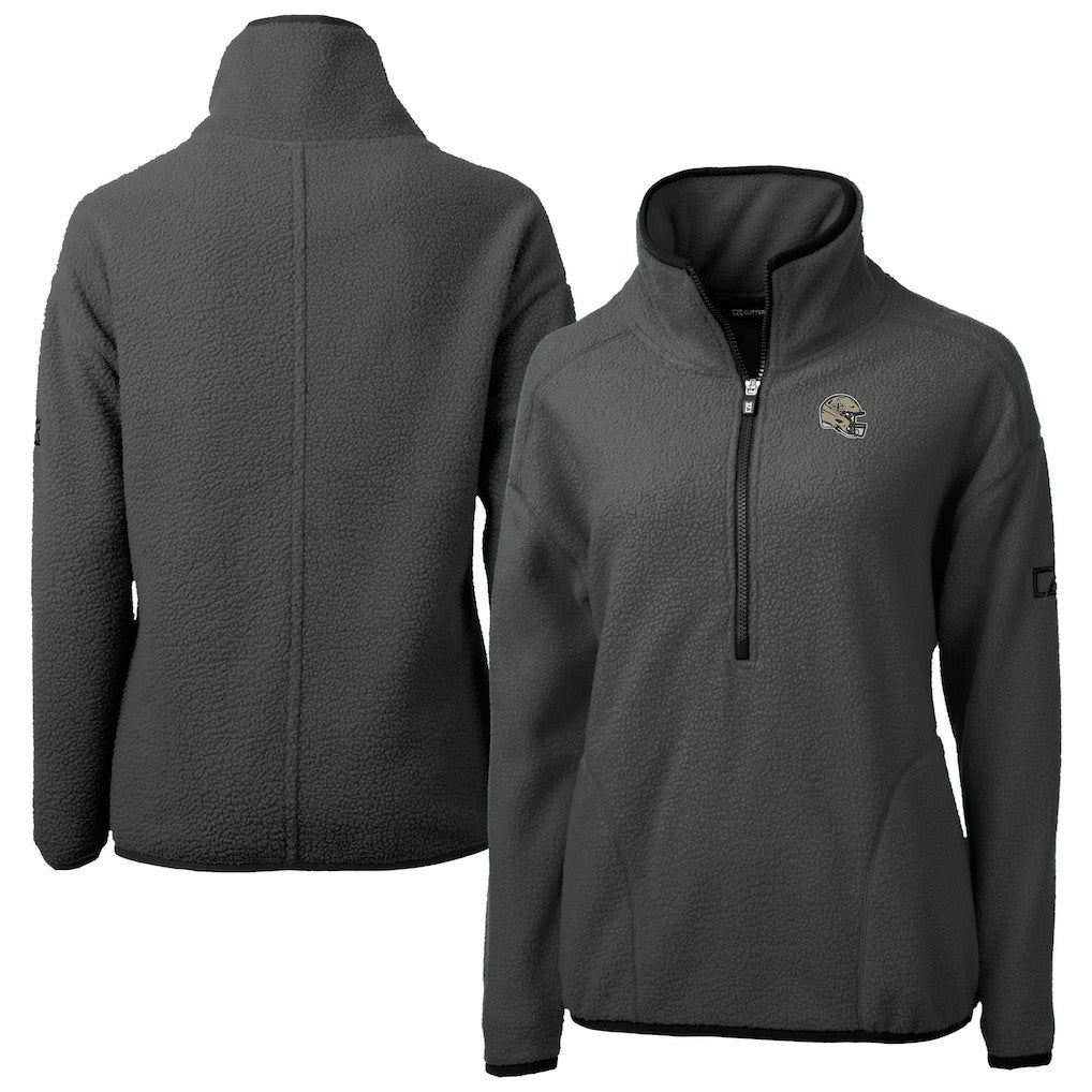 New Orleans Saints Cutter & Buck Women's Helmet Cascade Eco Sherpa Fleece Half-Zip Jacket - Charcoal online