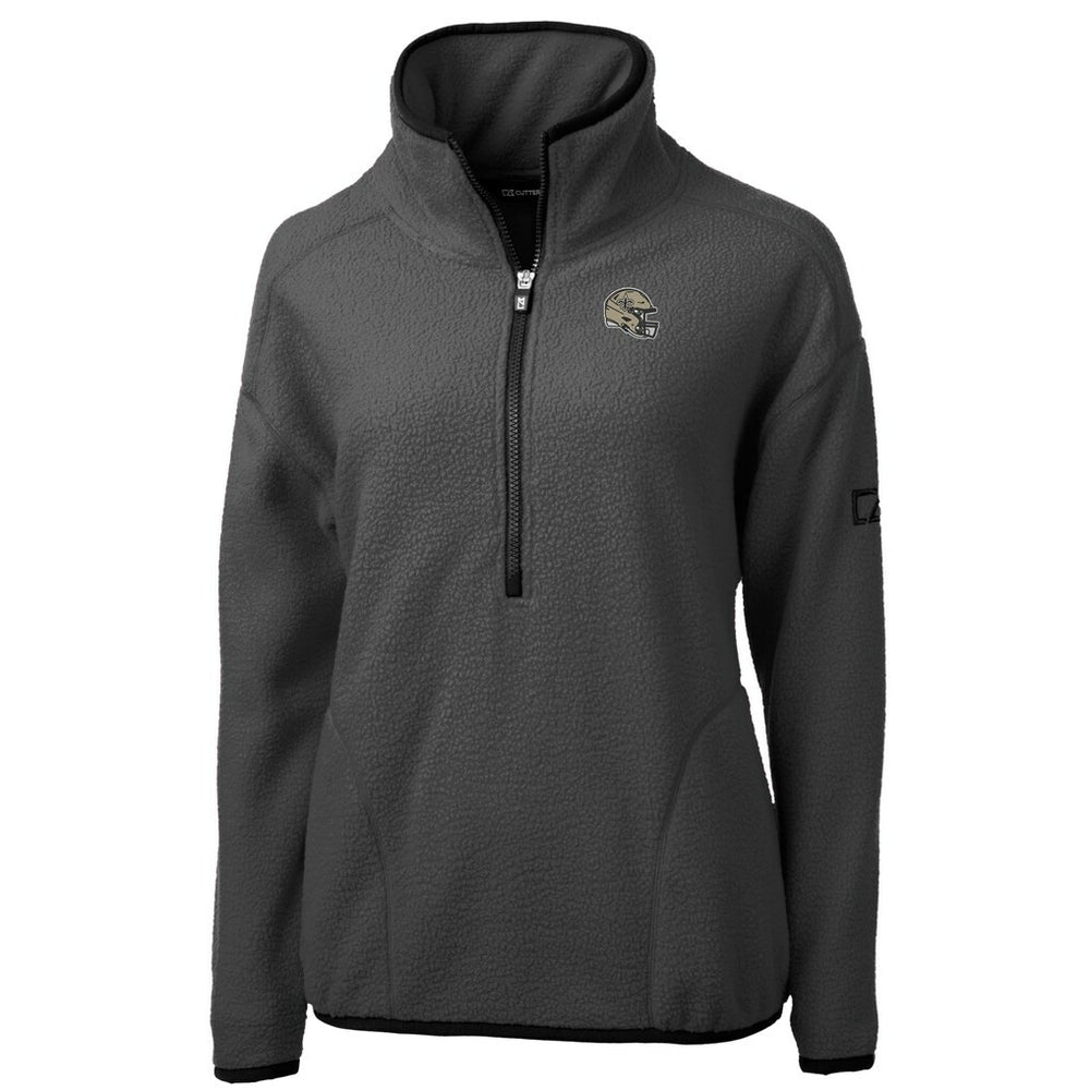 New Orleans Saints Cutter & Buck Women's Helmet Cascade Eco Sherpa Fleece Half-Zip Jacket - Charcoal online