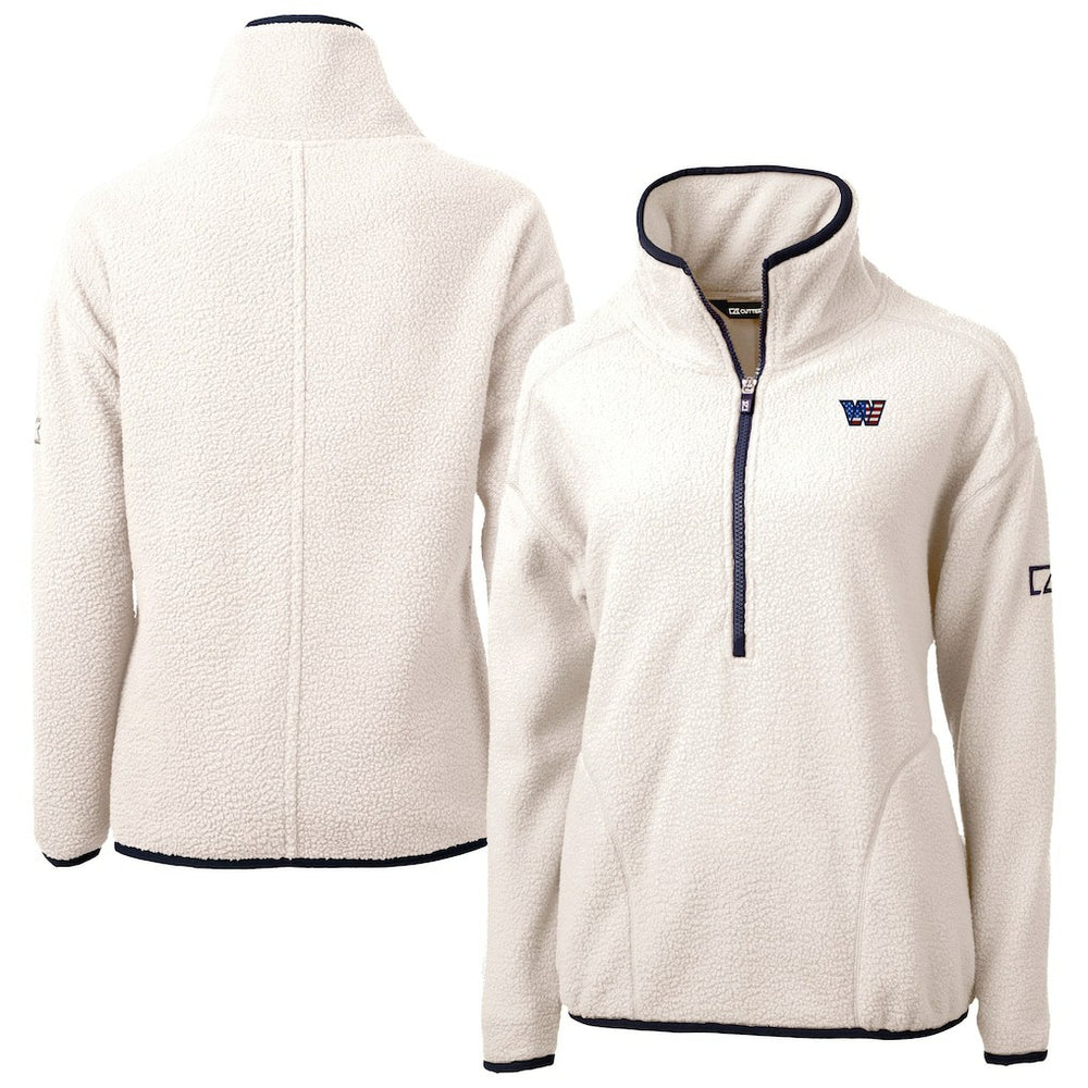 Washington Commanders Cutter & Buck Women's Americana Cascade Eco Sherpa Fleece Half-Zip Jacket - Oatmeal sale