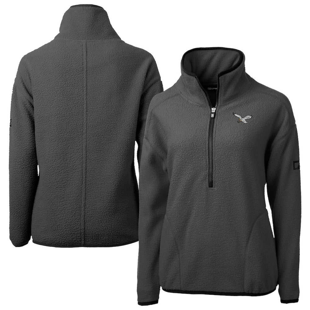 Philadelphia Eagles Cutter & Buck Women's Historic Cascade Eco Sherpa Fleece Half-Zip Jacket - Charcoal sale