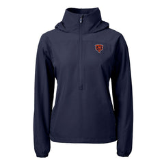 Chicago Bears Cutter & Buck Women's Charter Eco Recycled Half-Zip Hooded Anorak Jacket - Navy for sale