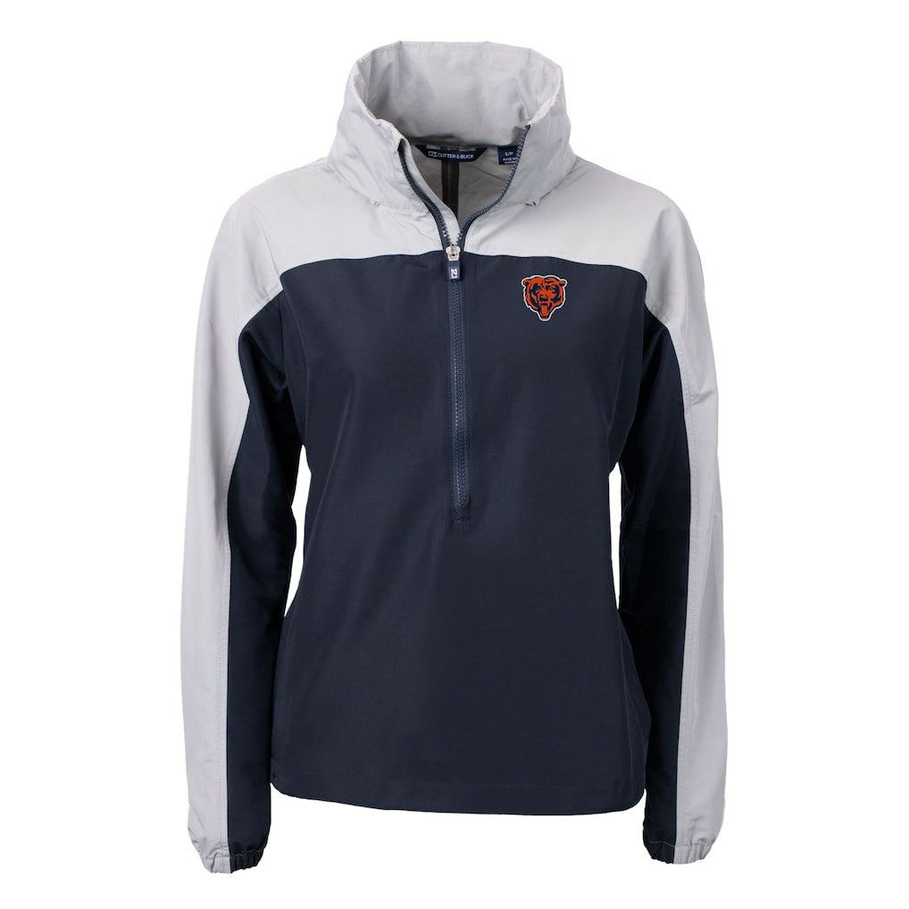 Chicago Bears Cutter & Buck Women's Charter Eco Recycled Half-Zip Hooded Anorak Jacket - Navy online