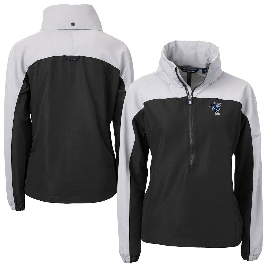 Indianapolis Colts Cutter & Buck Women's Charter Eco Recycled Half-Zip Hooded Anorak Jacket - Black for sale