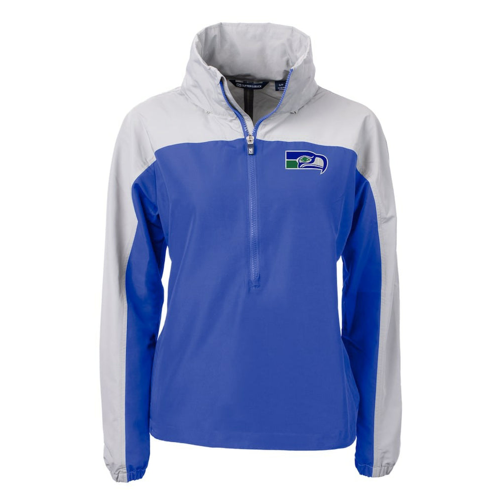 Seattle Seahawks Cutter & Buck Women's Charter Eco Recycled Half-Zip Hooded Anorak Jacket - Blue outlet