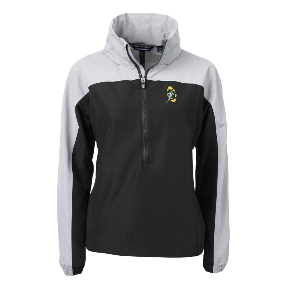 Green Bay Packers Cutter & Buck Women's Charter Eco Recycled Half-Zip Hooded Anorak Jacket - Black outlet