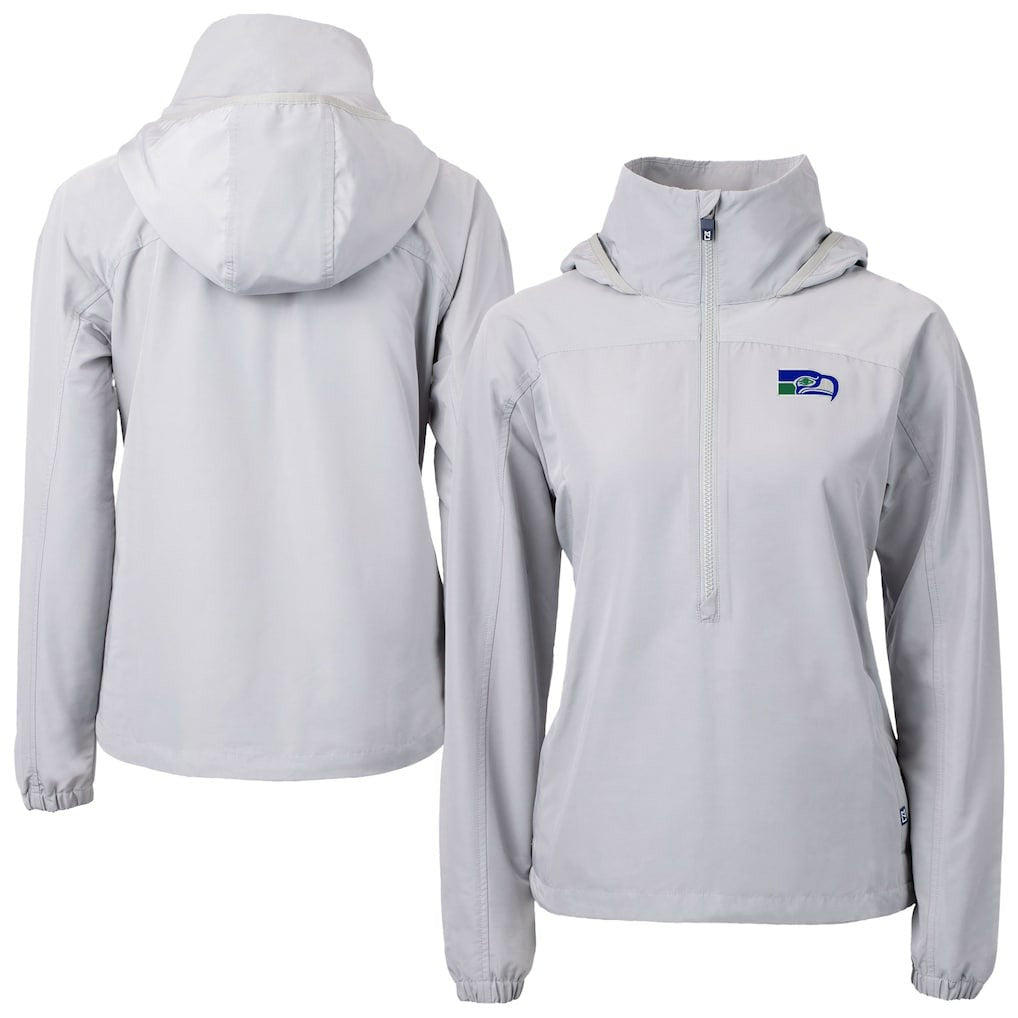 Seattle Seahawks Cutter & Buck Women's Charter Eco Recycled Half-Zip Hooded Anorak Jacket - Gray sale