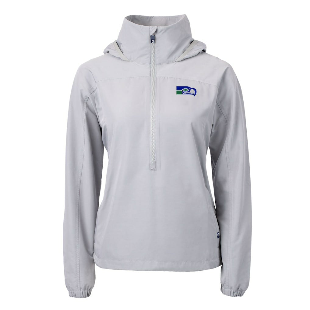 Seattle Seahawks Cutter & Buck Women's Charter Eco Recycled Half-Zip Hooded Anorak Jacket - Gray sale