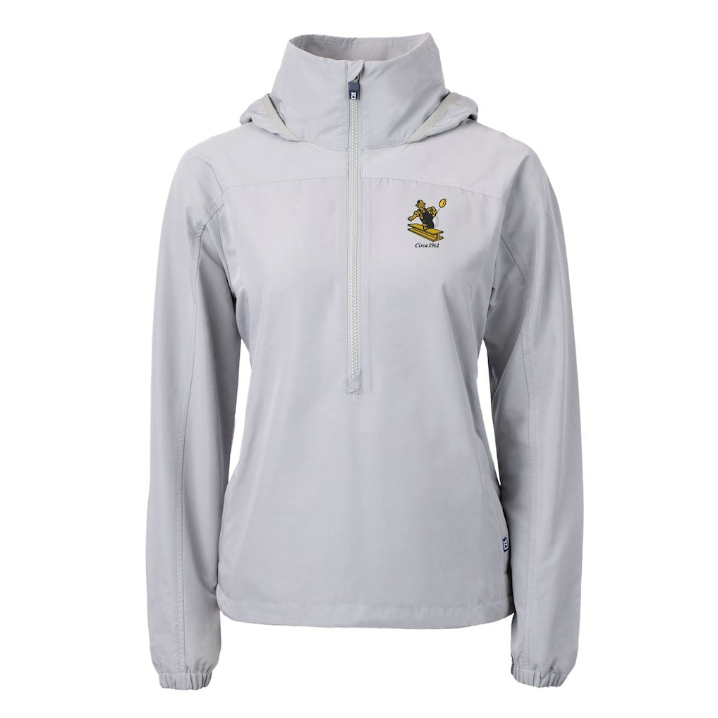Pittsburgh Steelers Cutter & Buck Women's Charter Eco Recycled Half-Zip Hooded Anorak Jacket - Gray cheap