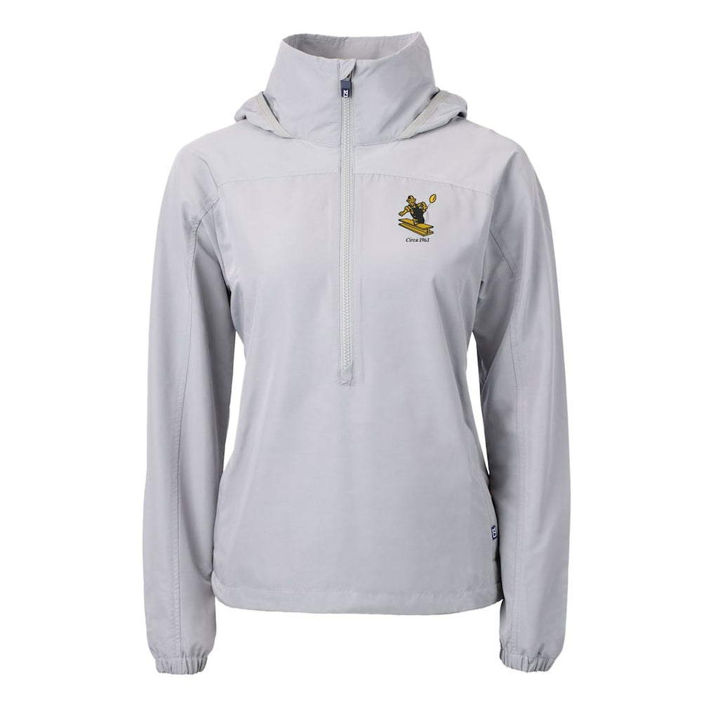 Pittsburgh Steelers Cutter & Buck Women's Charter Eco Recycled Half-Zip Hooded Anorak Jacket - Gray cheap