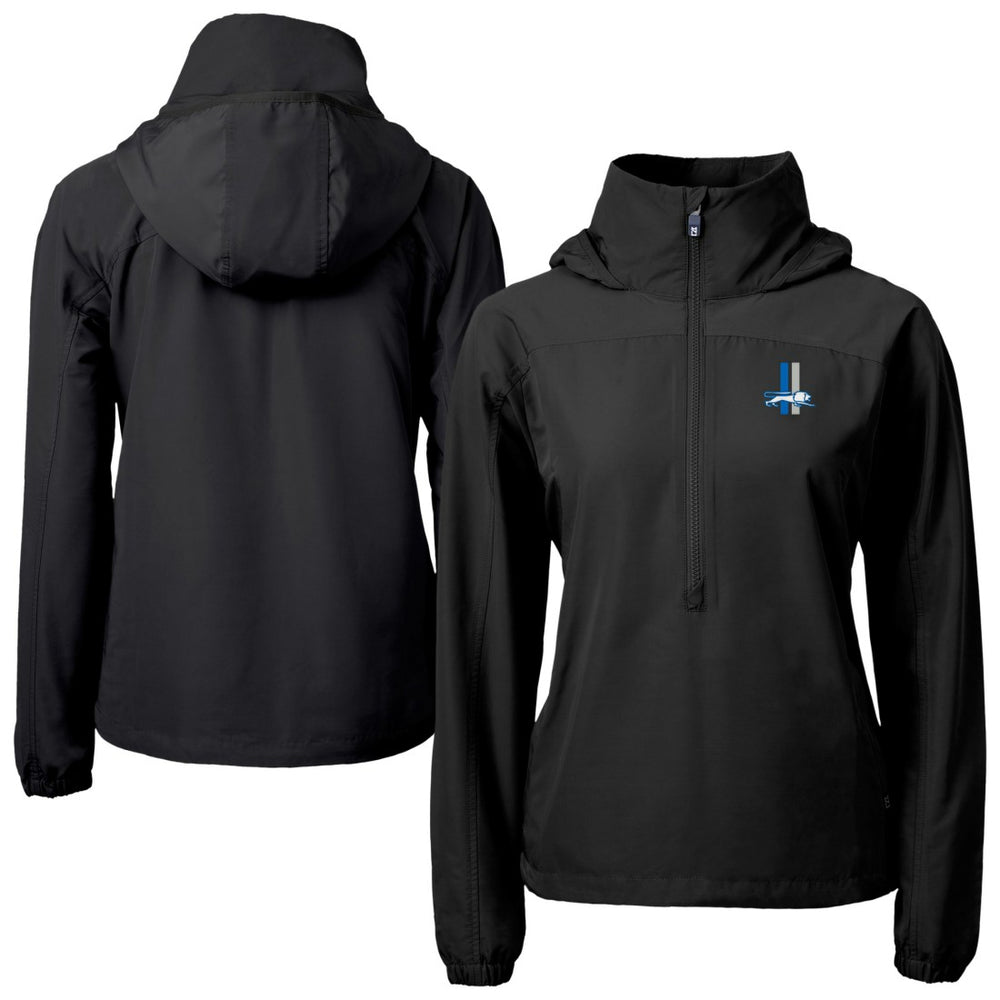 Detroit Lions Cutter & Buck Women's Charter Eco Recycled Half-Zip Hooded Anorak Jacket - Black sale