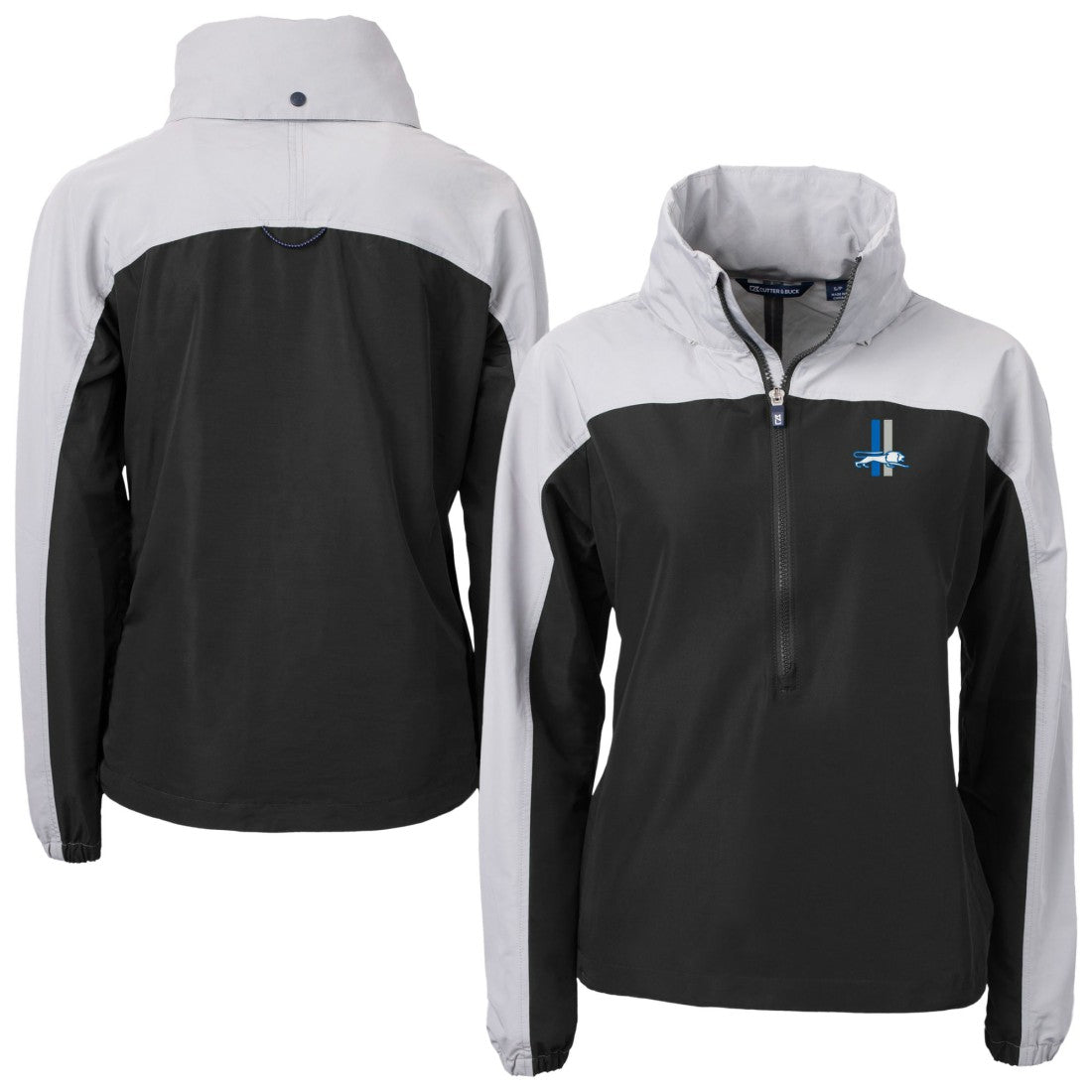 Detroit Lions Cutter & Buck Women's Charter Eco Recycled Half-Zip Hooded Anorak Jacket - Black sale