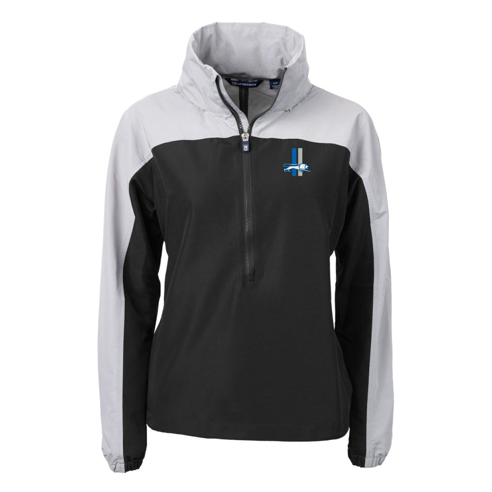 Detroit Lions Cutter & Buck Women's Charter Eco Recycled Half-Zip Hooded Anorak Jacket - Black sale