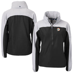 Miami Dolphins Cutter & Buck Women's Charter Eco Recycled Half-Zip Hooded Anorak Jacket - Black discount