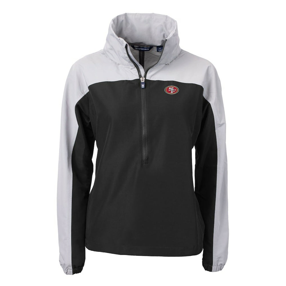 San Francisco 49ers Cutter & Buck Women's Charter Eco Recycled Half-Zip Hooded Anorak Jacket - Black sale