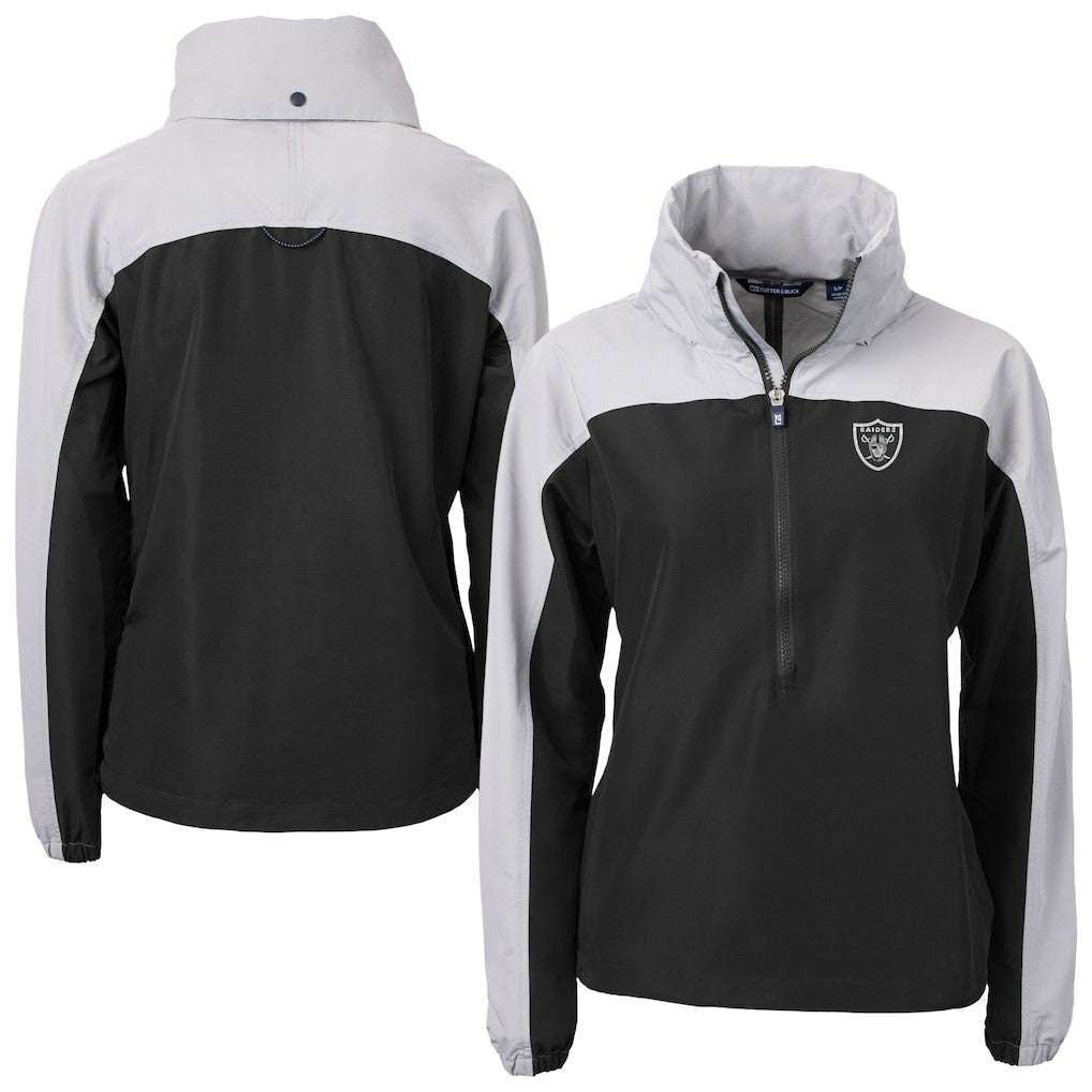 Las Vegas Raiders Cutter & Buck Women's Charter Eco Recycled Half-Zip Hooded Anorak Jacket - Black outlet