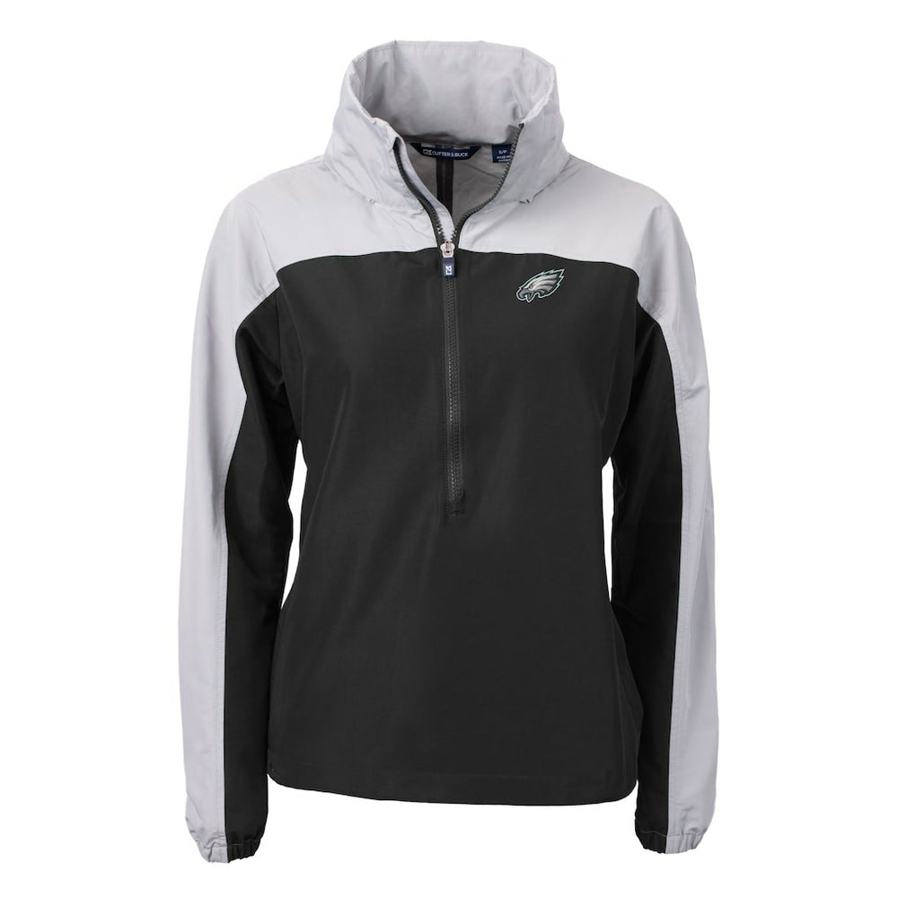 Philadelphia Eagles Cutter & Buck Women's Charter Eco Recycled Half-Zip Hooded Anorak Jacket - Black online