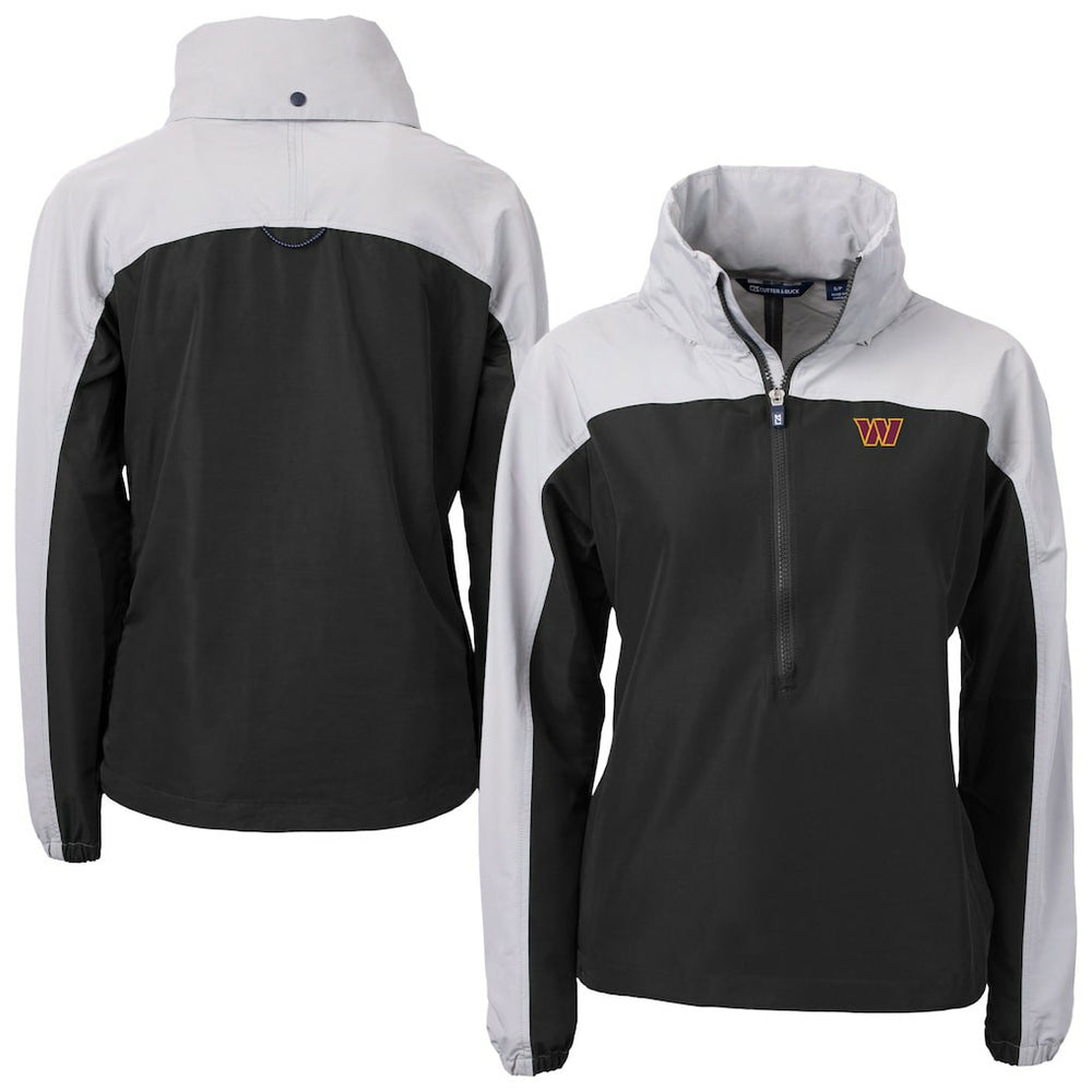 Washington Commanders Cutter & Buck Women's Charter Eco Recycled Half-Zip Hooded Anorak Jacket - Black cheap