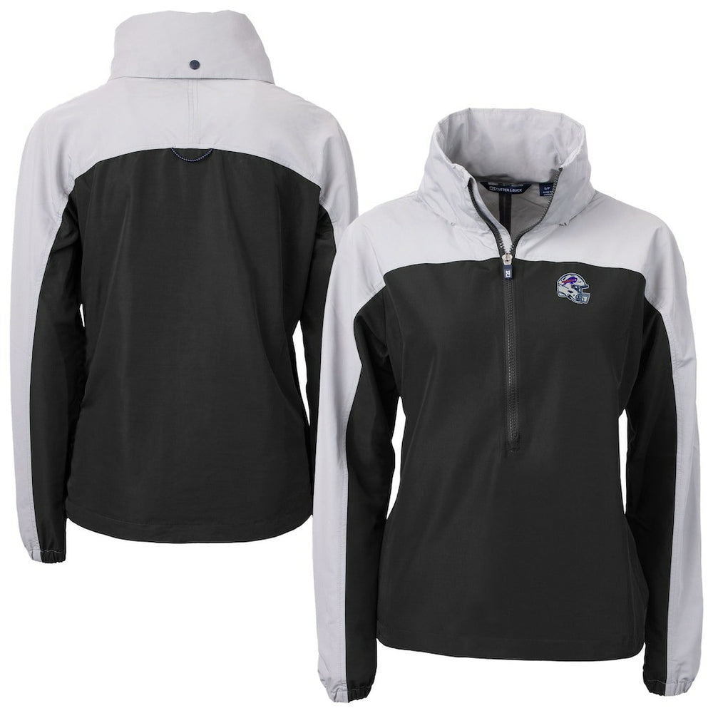 Buffalo Bills Cutter & Buck Women's Charter Eco Recycled Half-Zip Hooded Anorak Jacket - Black cheap