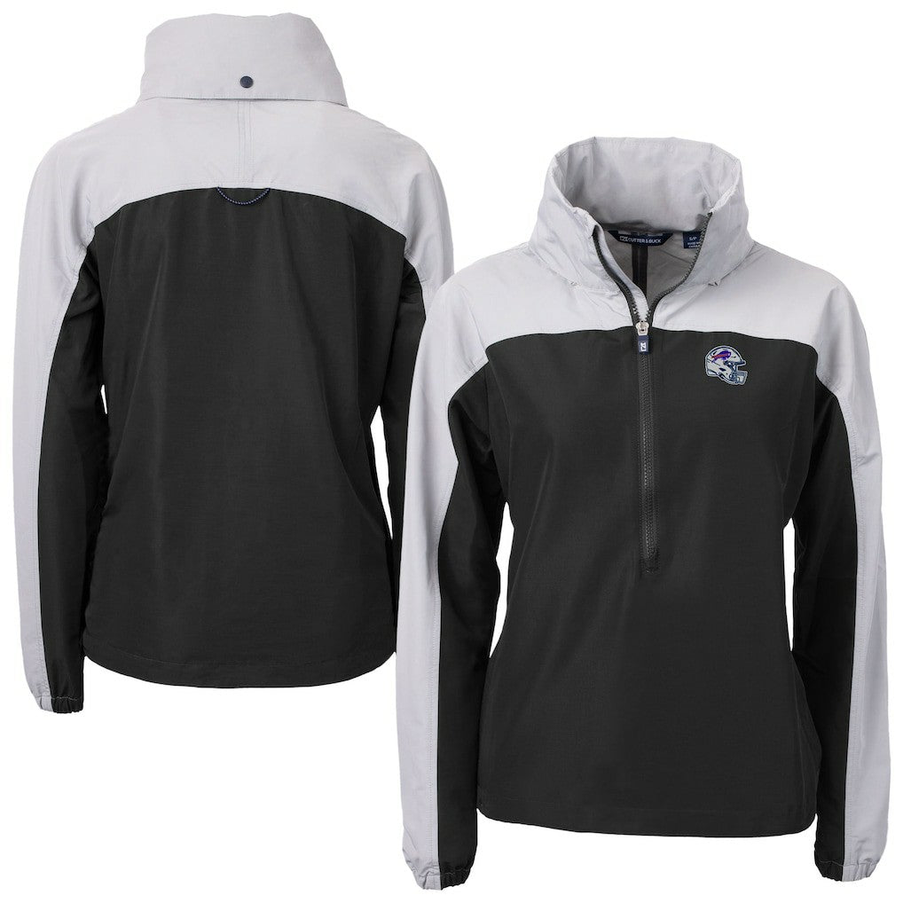 Buffalo Bills Cutter & Buck Women's Charter Eco Recycled Half-Zip Hooded Anorak Jacket - Black cheap