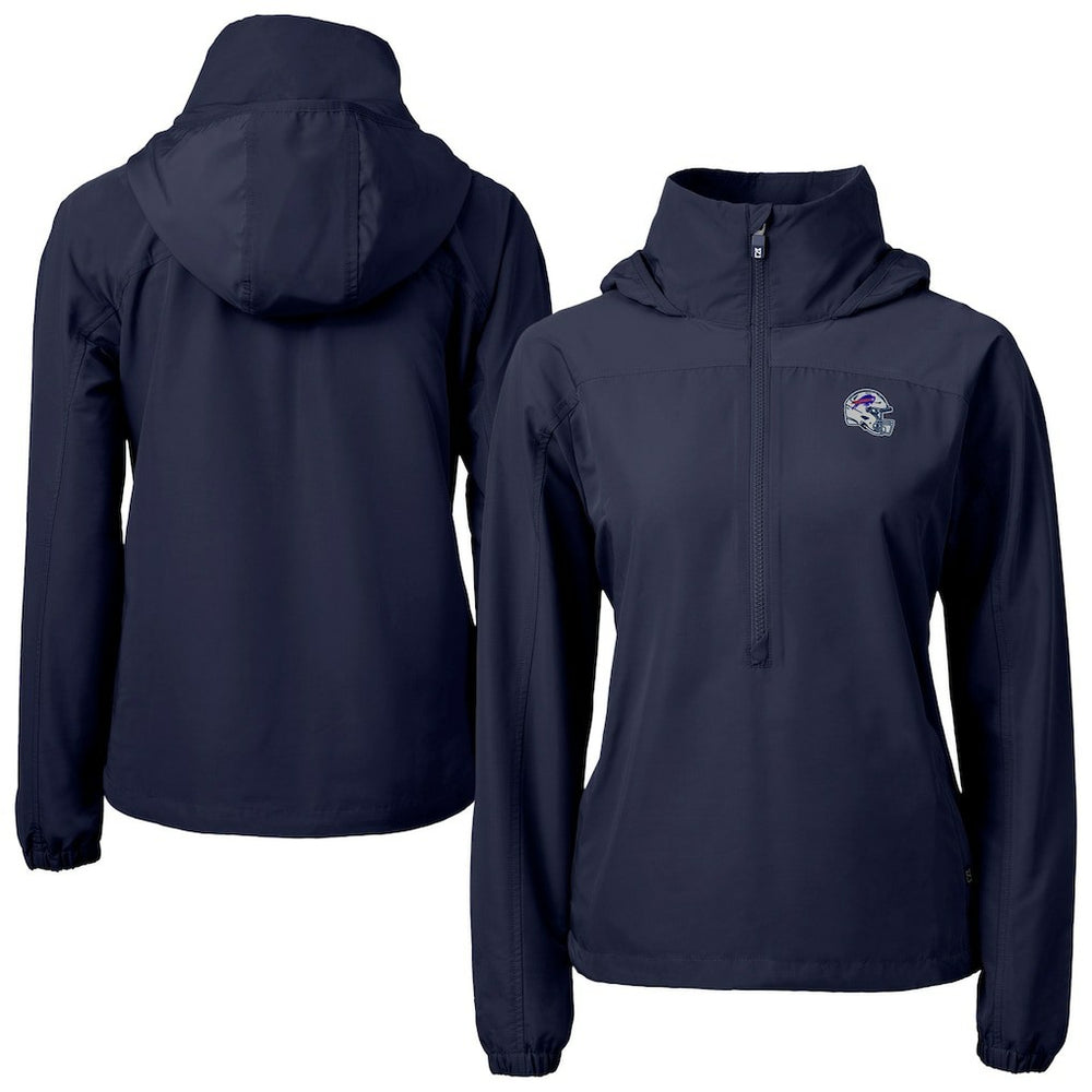 Buffalo Bills Cutter & Buck Women's Charter Eco Recycled Half-Zip Hooded Anorak Jacket - Navy discount