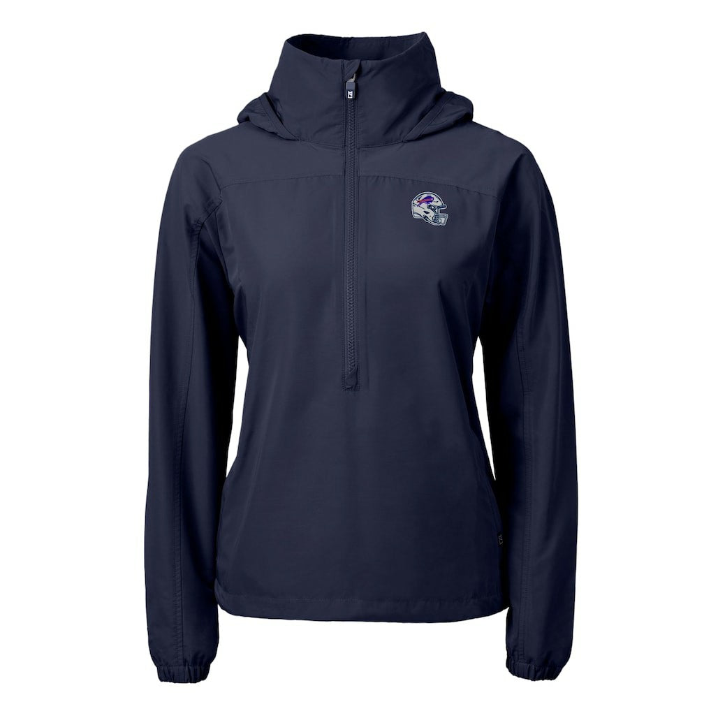 Buffalo Bills Cutter & Buck Women's Charter Eco Recycled Half-Zip Hooded Anorak Jacket - Navy discount