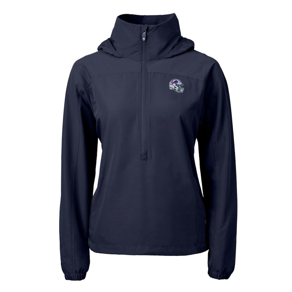 Buffalo Bills Cutter & Buck Women's Charter Eco Recycled Half-Zip Hooded Anorak Jacket - Navy discount