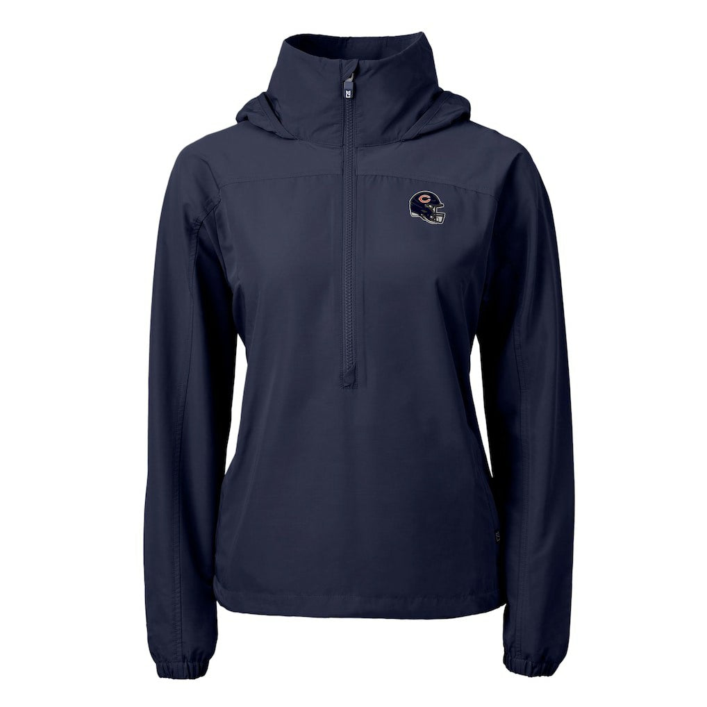 Chicago Bears Cutter & Buck Women's Charter Eco Recycled Half-Zip Hooded Anorak Jacket - Navy cheap