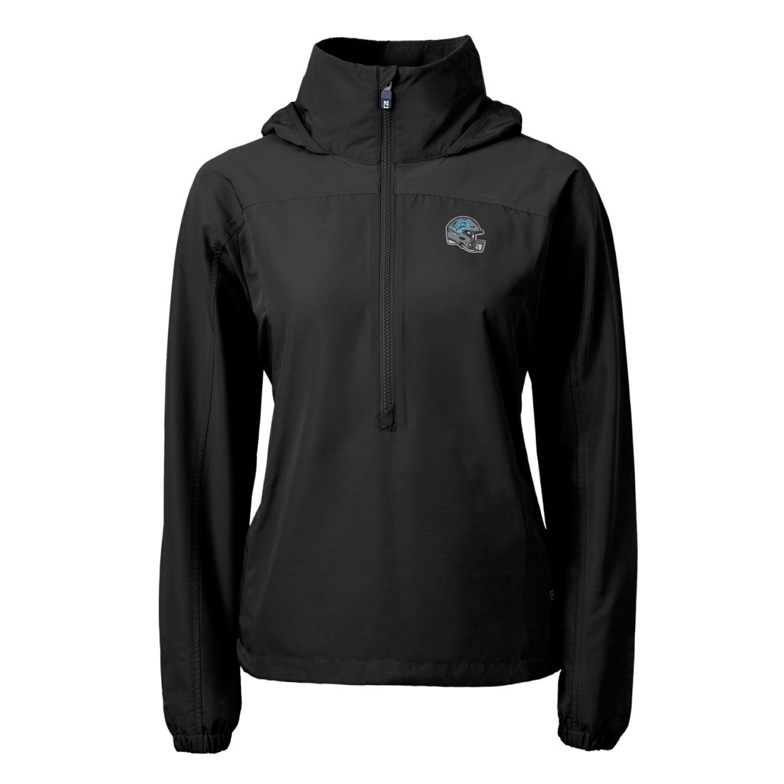 Detroit Lions Cutter & Buck Women's Charter Eco Recycled Half-Zip Hooded Anorak Jacket - Black on sale