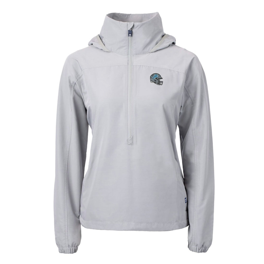 Detroit Lions Cutter & Buck Women's Charter Eco Recycled Half-Zip Hooded Anorak Jacket - Gray on sale