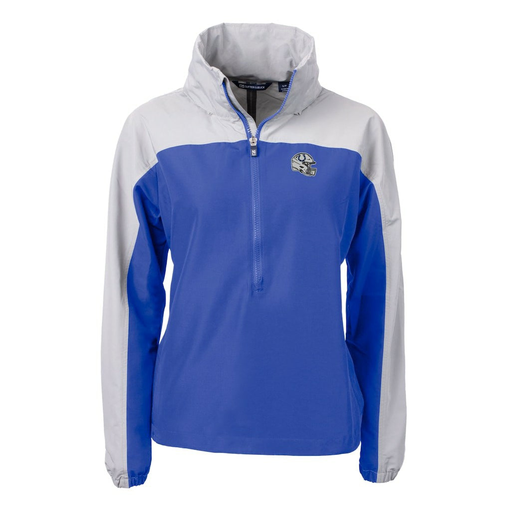 Indianapolis Colts Cutter & Buck Women's Charter Eco Recycled Half-Zip Hooded Anorak Jacket - Blue outlet