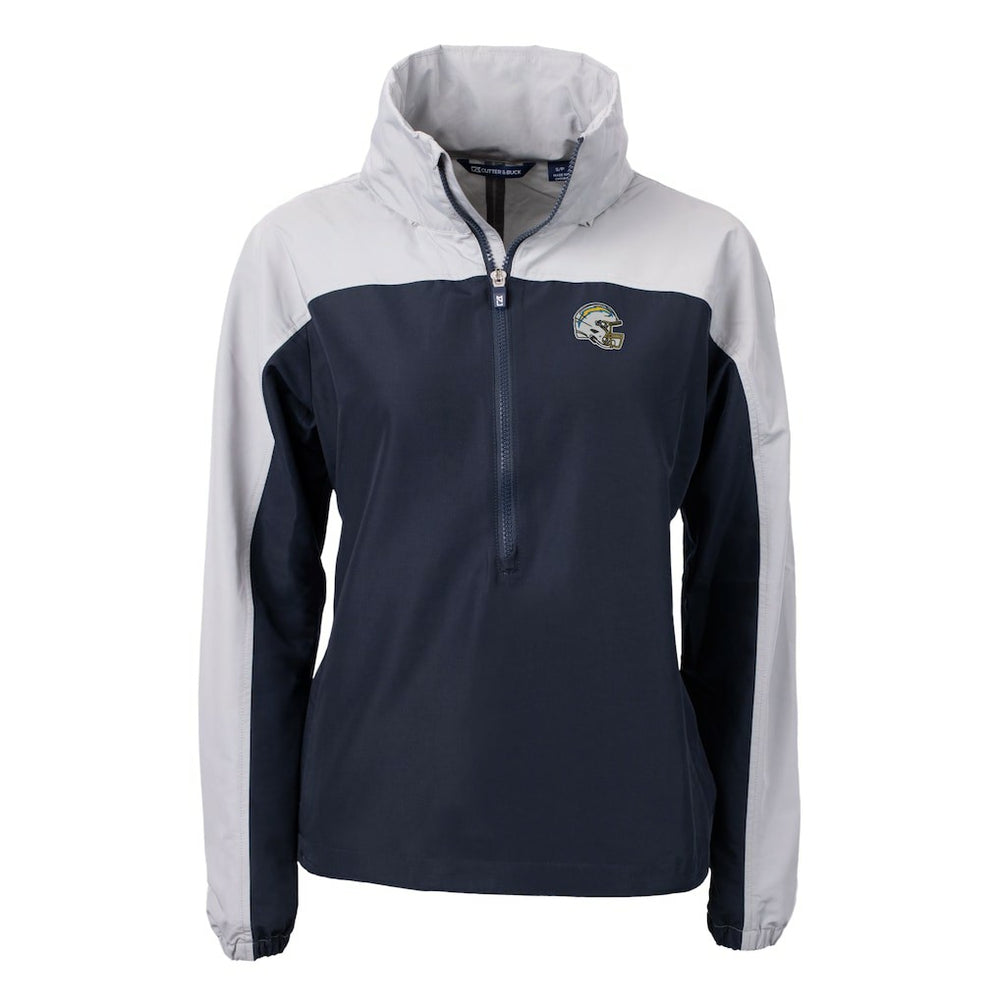 Los Angeles Chargers Cutter & Buck Women's Charter Eco Recycled Half-Zip Hooded Anorak Jacket - Navy sale